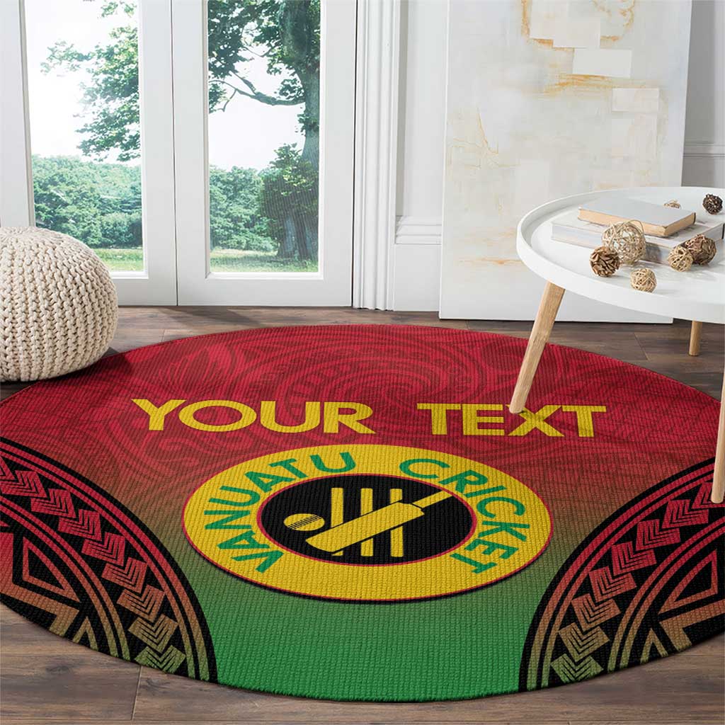 Custom Vanuatu Cricket Round Carpet 2024 Polynesian Pattern Sporty Style LT14 - Polynesian Pride