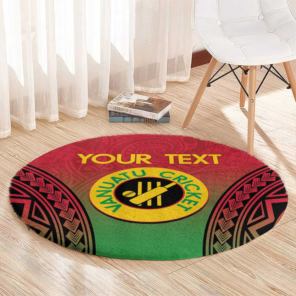 Custom Vanuatu Cricket Round Carpet 2024 Polynesian Pattern Sporty Style LT14 - Polynesian Pride
