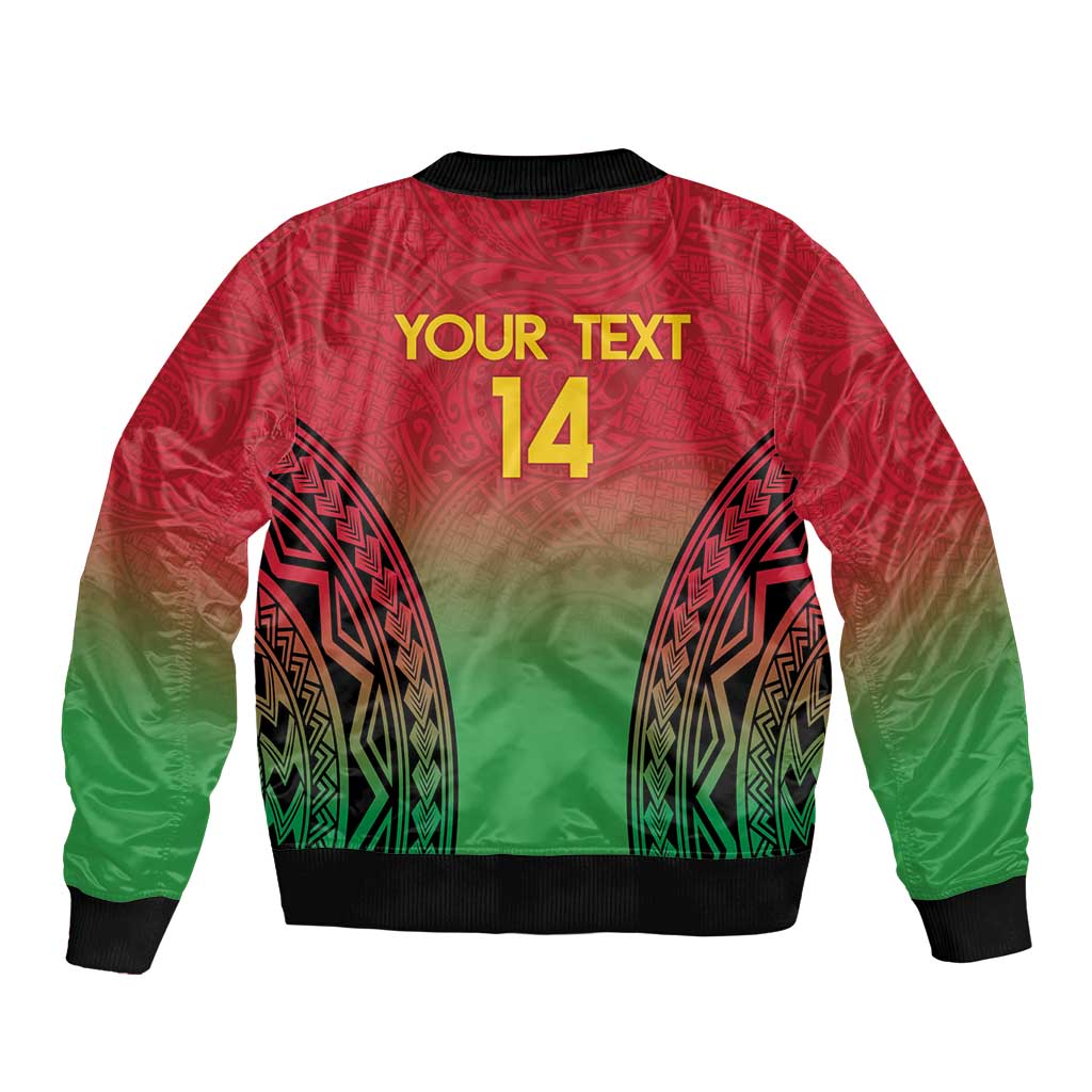 Custom Vanuatu Cricket Sleeve Zip Bomber Jacket 2024 Polynesian Pattern Sporty Style LT14 - Polynesian Pride