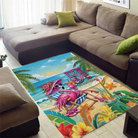 Flamingo Aloha Hawaii Area Rug It's 5 O’Clock Somewhere Tropical Vibes - Polynesian Pride