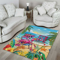 Flamingo Aloha Hawaii Area Rug It's 5 O’Clock Somewhere Tropical Vibes - Polynesian Pride