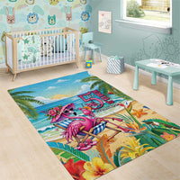 Flamingo Aloha Hawaii Area Rug It's 5 O’Clock Somewhere Tropical Vibes - Polynesian Pride