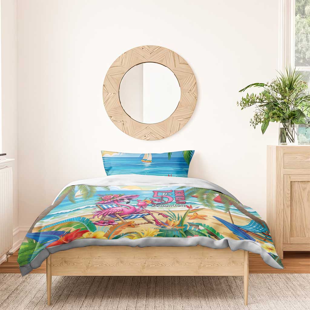 Flamingo Aloha Hawaii Bedding Set It's 5 O’Clock Somewhere Tropical Vibes - Polynesian Pride