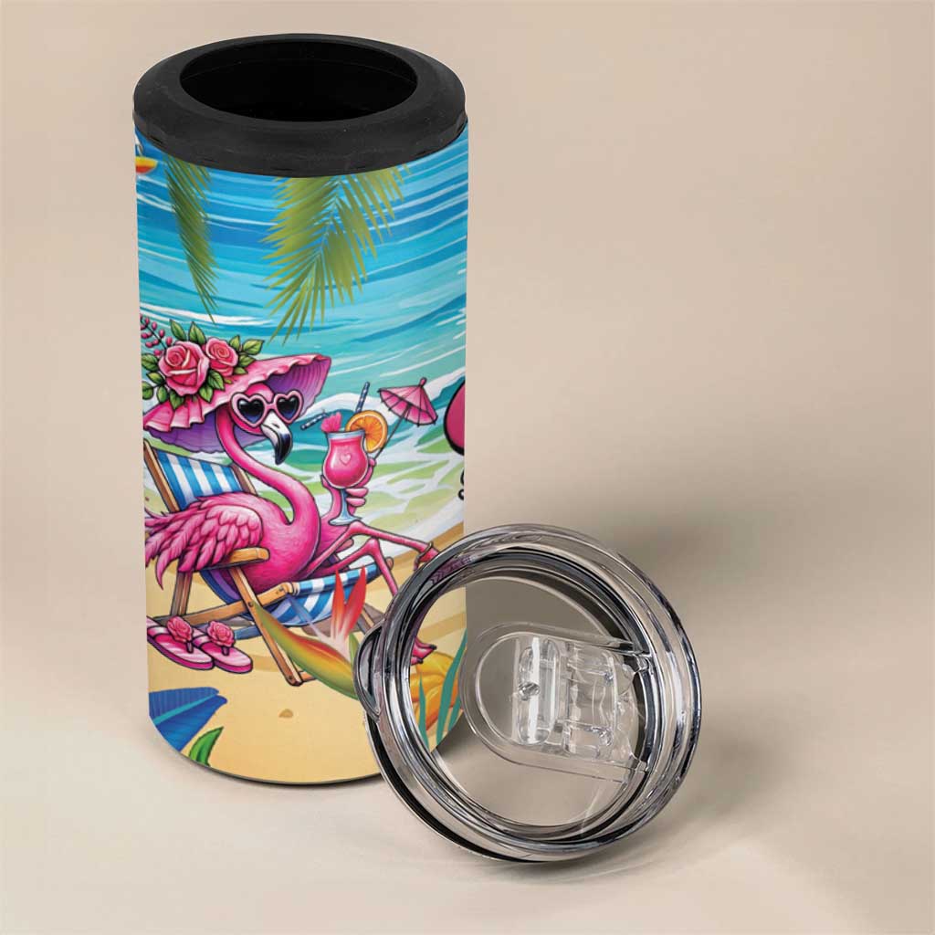 Flamingo Aloha Hawaii 4 in 1 Can Cooler Tumbler It's 5 O’Clock Somewhere Tropical Vibes - Polynesian Pride