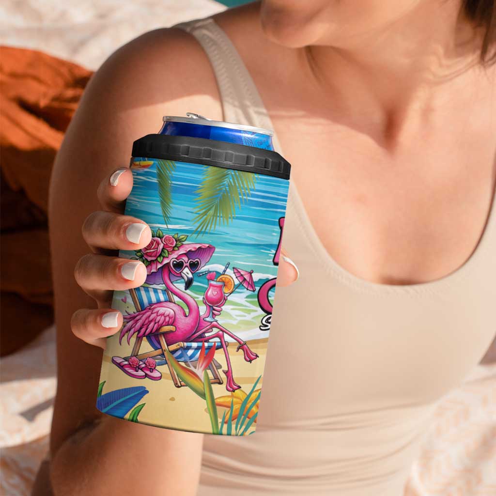 Flamingo Aloha Hawaii 4 in 1 Can Cooler Tumbler It's 5 O’Clock Somewhere Tropical Vibes - Polynesian Pride