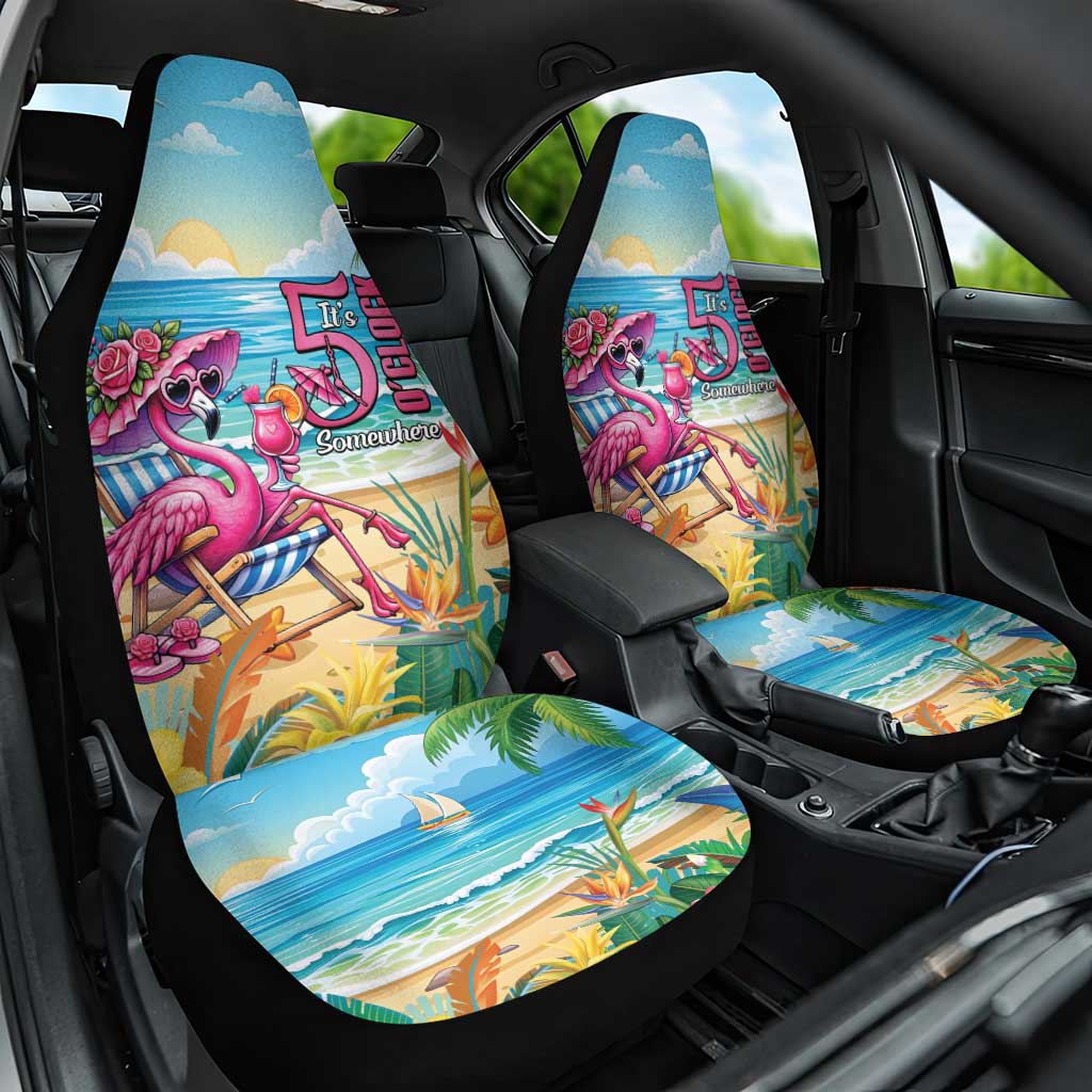 Flamingo Aloha Hawaii Car Seat Cover It's 5 O’Clock Somewhere Tropical Vibes - Polynesian Pride
