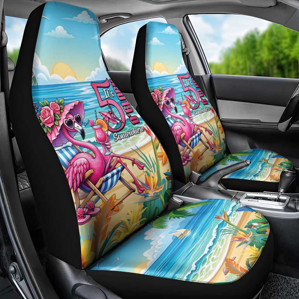 Flamingo Aloha Hawaii Car Seat Cover It's 5 O’Clock Somewhere Tropical Vibes - Polynesian Pride