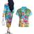 Flamingo Aloha Hawaii Couples Matching Off The Shoulder Long Sleeve Dress and Hawaiian Shirt It's 5 O’Clock Somewhere Tropical Vibes - Polynesian Pride