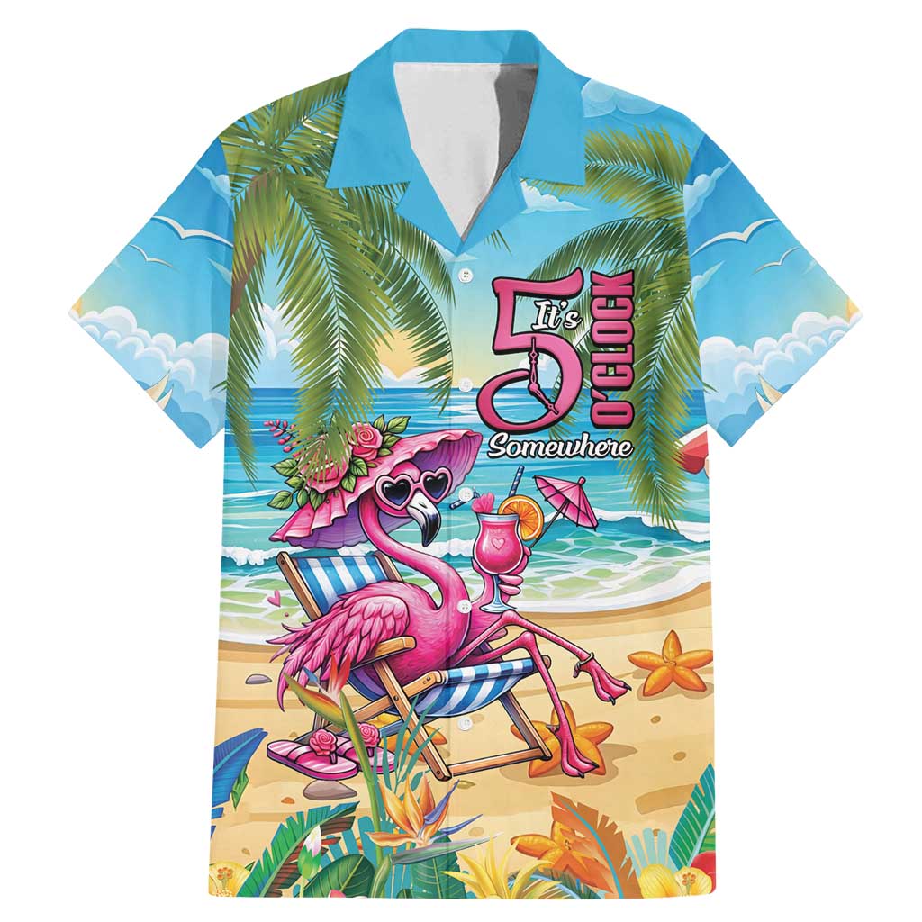 Flamingo Aloha Hawaii Family Matching Mermaid Dress and Hawaiian Shirt It's 5 O’Clock Somewhere Tropical Vibes - Polynesian Pride
