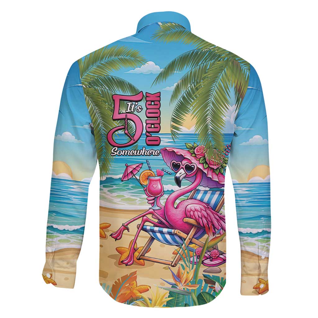 Flamingo Aloha Hawaii Family Matching Off Shoulder Maxi Dress and Hawaiian Shirt It's 5 O’Clock Somewhere Tropical Vibes - Polynesian Pride