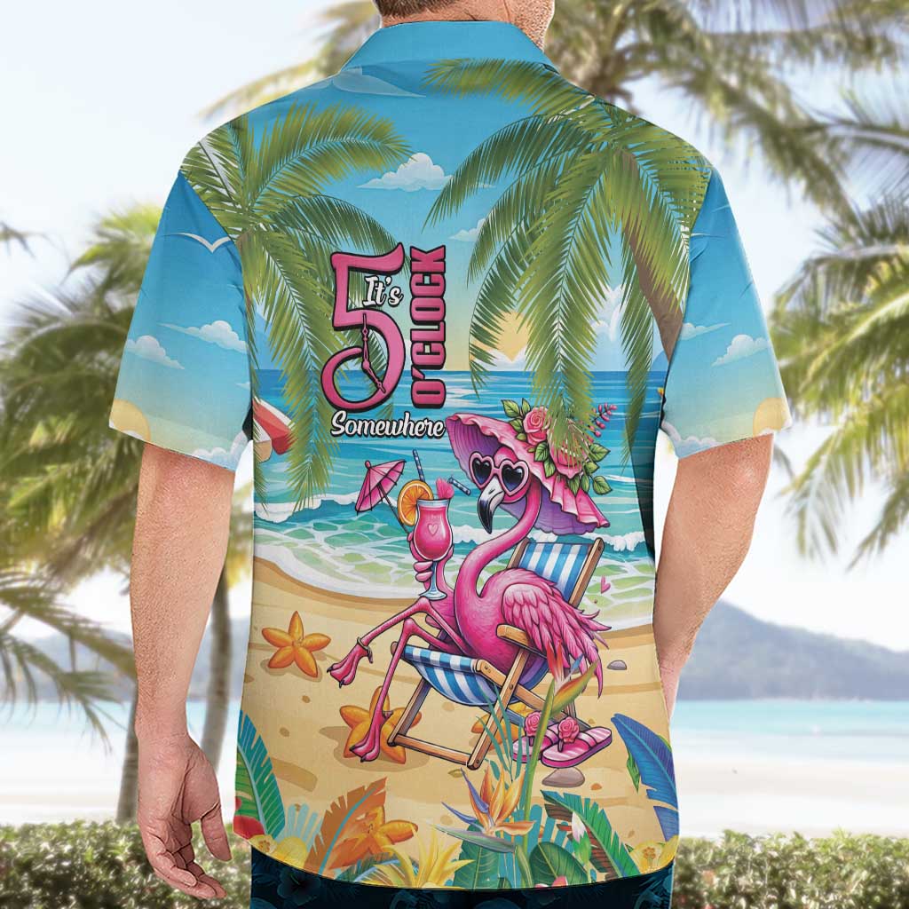 Flamingo Aloha Hawaii Hawaiian Shirt It's 5 O’Clock Somewhere Tropical Vibes - Polynesian Pride