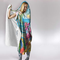 Flamingo Aloha Hawaii Hooded Blanket It's 5 O’Clock Somewhere Tropical Vibes - Polynesian Pride