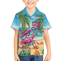Flamingo Aloha Hawaii Kid Hawaiian Shirt It's 5 O’Clock Somewhere Tropical Vibes - Polynesian Pride