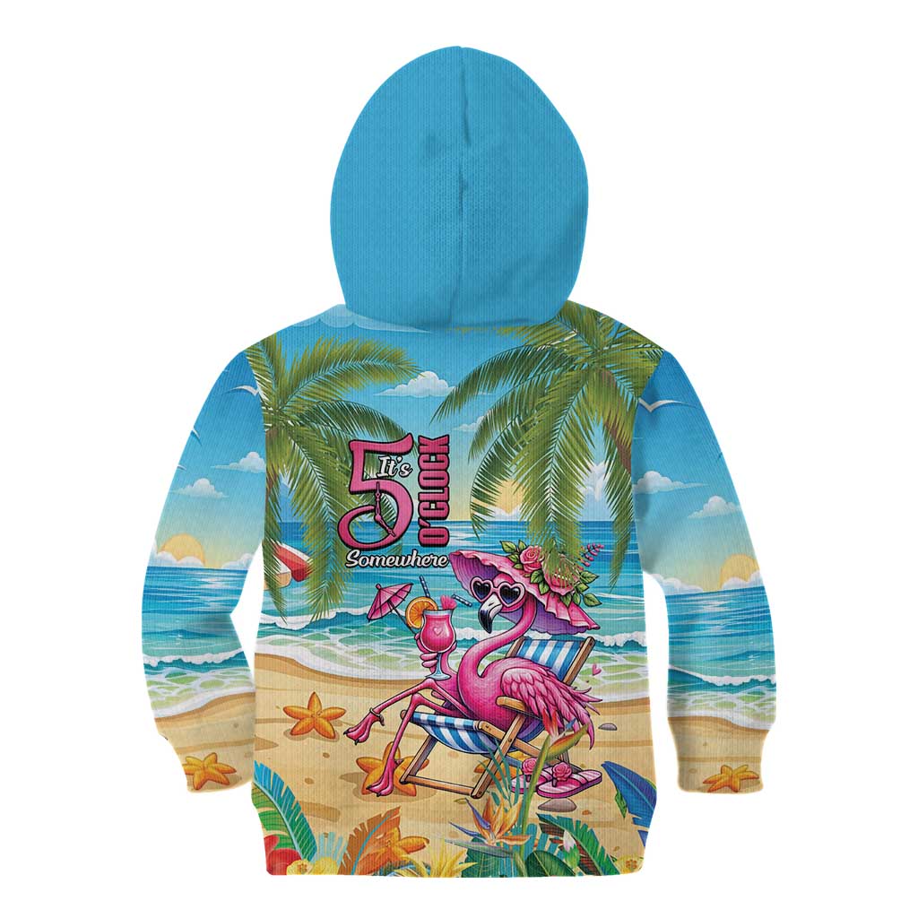 Flamingo Aloha Hawaii Kid Hoodie It's 5 OClock Somewhere Tropical Vibes LT14 - Polynesian Pride