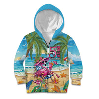 Flamingo Aloha Hawaii Kid Hoodie It's 5 OClock Somewhere Tropical Vibes LT14 Zip Hoodie Blue - Polynesian Pride