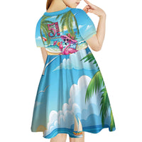 Flamingo Aloha Hawaii Kid Short Sleeve Dress It's 5 O’Clock Somewhere Tropical Vibes - Polynesian Pride