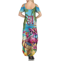 Flamingo Aloha Hawaii Summer Maxi Dress It's 5 O’Clock Somewhere Tropical Vibes - Polynesian Pride