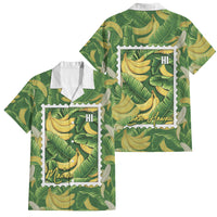 Aloha Hawaii Maia Family Matching Puletasi and Hawaiian Shirt Hawaiian Banana Stylized Stamp LT14 Dad's Shirt - Short Sleeve Green - Polynesian Pride
