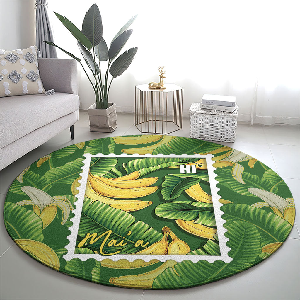 Aloha Hawaii Maia Round Carpet Hawaiian Banana Stylized Stamp LT14 - Polynesian Pride