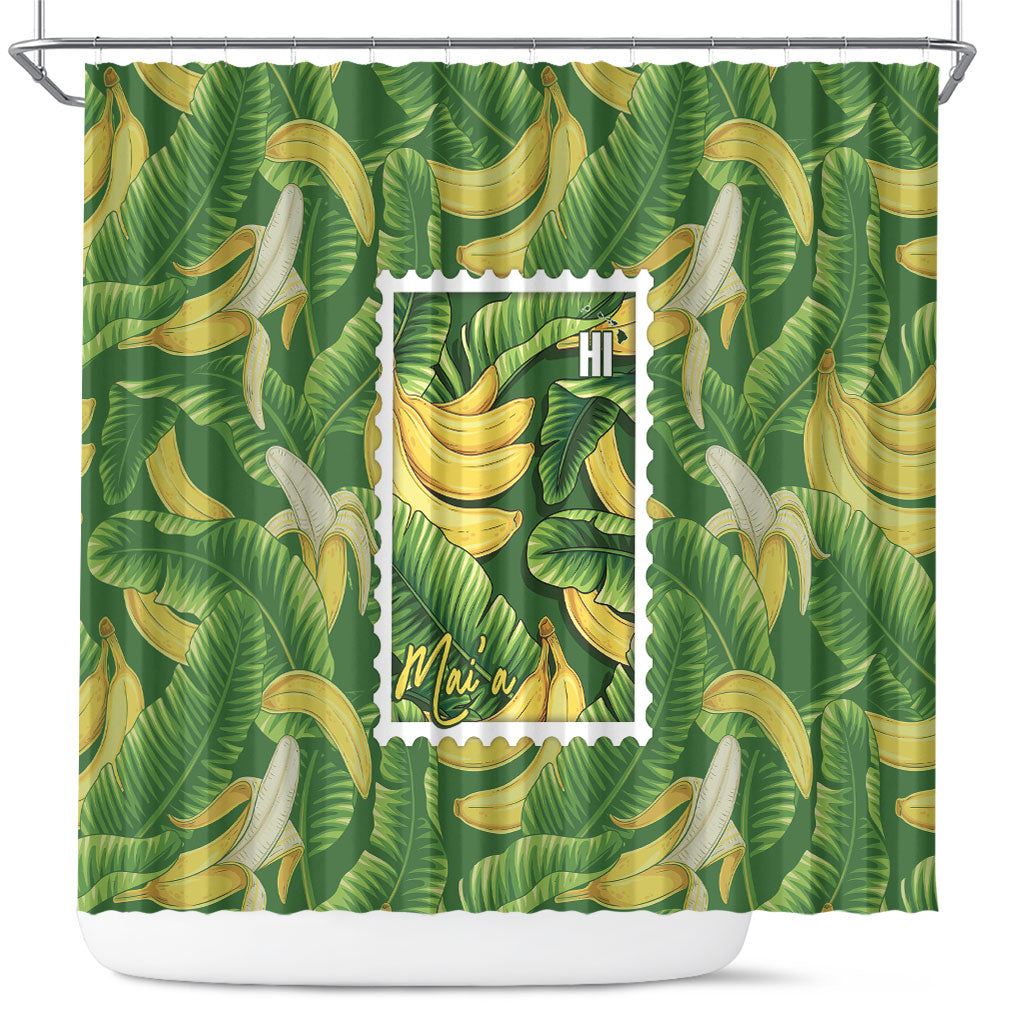 Aloha Hawaii Maia Shower Curtain Hawaiian Banana Stylized Stamp