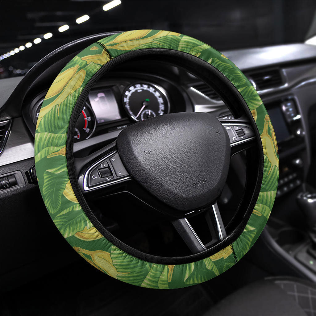 Aloha Hawaii Maia Steering Wheel Cover Hawaiian Banana Stylized Stamp