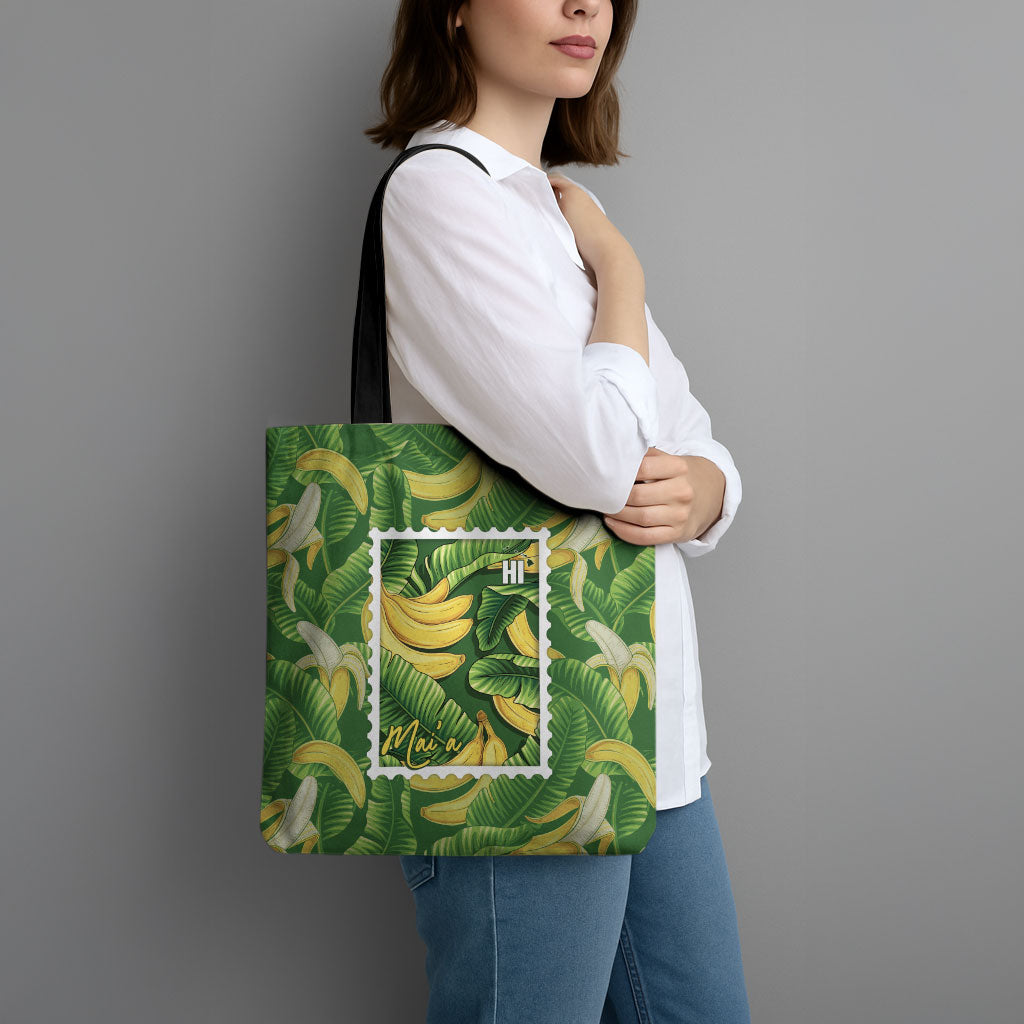 Aloha Hawaii Maia Tote Bag Hawaiian Banana Stylized Stamp LT14 - Polynesian Pride