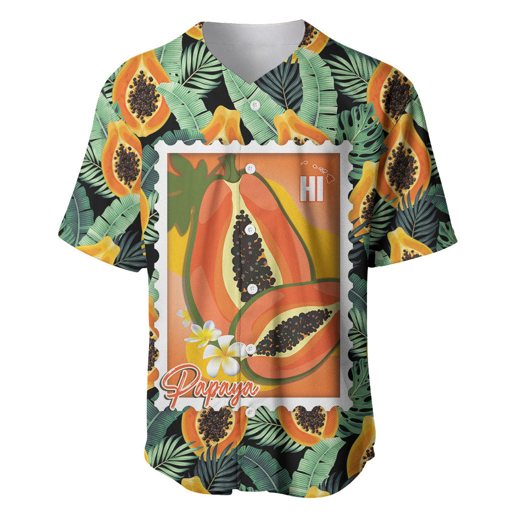 Aloha Hawaii Mikana Baseball Jersey Hawaiian Papaya Stylized Stamp
