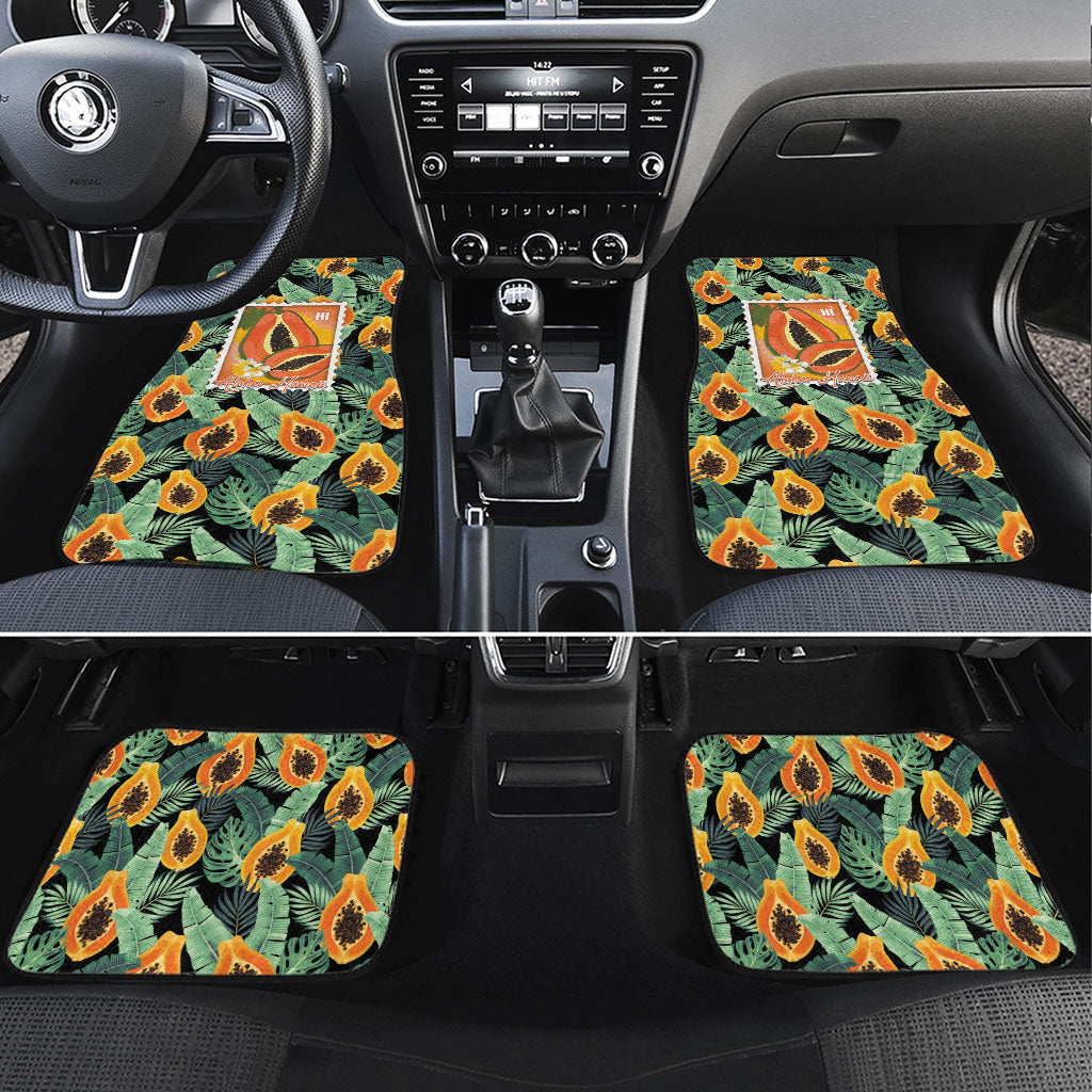 Aloha Hawaii Mikana Car Mats Hawaiian Papaya Stylized Stamp