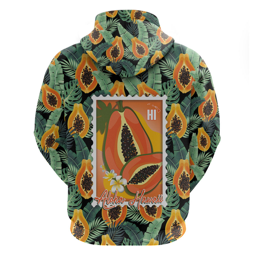 Aloha Hawaii Mikana Zip Hoodie Hawaiian Papaya Stylized Stamp LT14 - Polynesian Pride