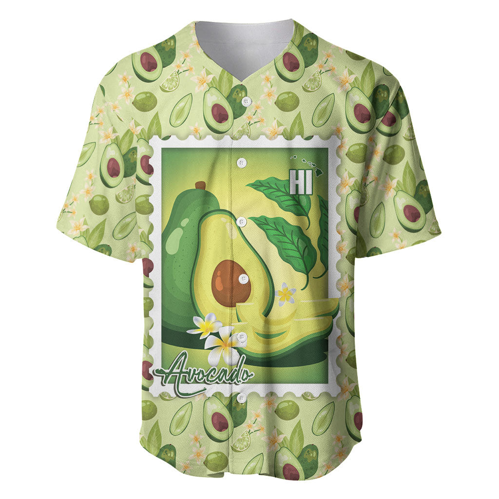 Aloha Hawaii Avocado Baseball Jersey Hawaiian Fruit Stylized Stamp