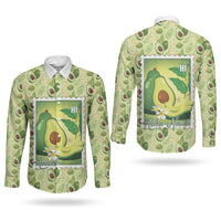 Aloha Hawaii Avocado Couples Matching Long Sleeve Bodycon Dress and Long Sleeve Button Shirt Hawaiian Fruit Stylized Stamp LT14 - Polynesian Pride