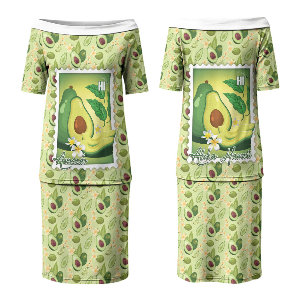 Aloha Hawaii Avocado Couples Matching Puletasi and Hawaiian Shirt Hawaiian Fruit Stylized Stamp LT14 - Polynesian Pride