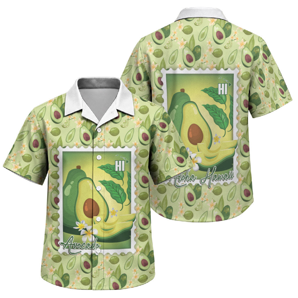 Aloha Hawaii Avocado Family Matching Off Shoulder Short Dress and Hawaiian Shirt Hawaiian Fruit Stylized Stamp LT14 Son's Shirt Green - Polynesian Pride