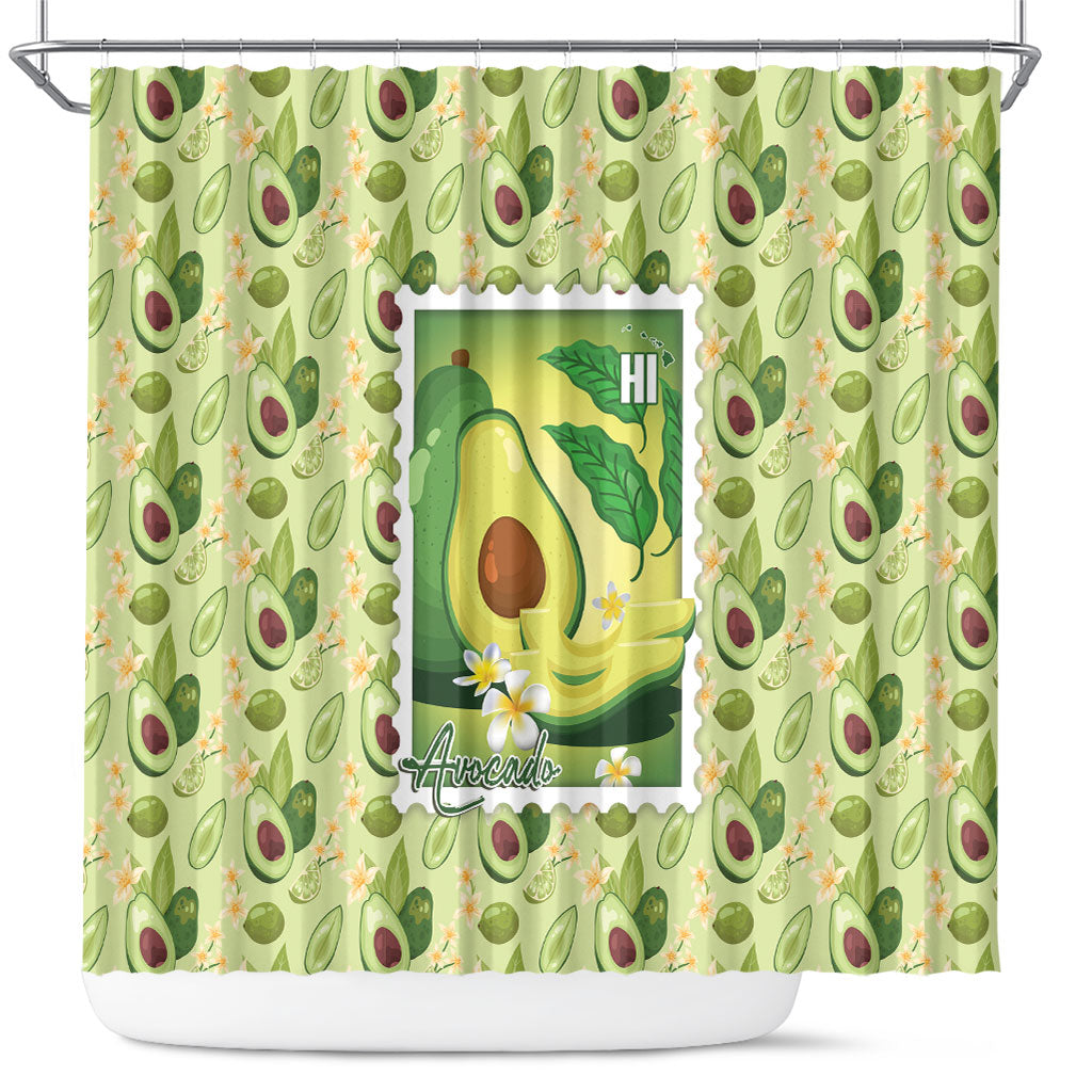 Aloha Hawaii Avocado Shower Curtain Hawaiian Fruit Stylized Stamp
