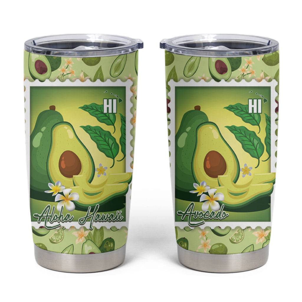 Aloha Hawaii Avocado Tumbler Cup Hawaiian Fruit Stylized Stamp
