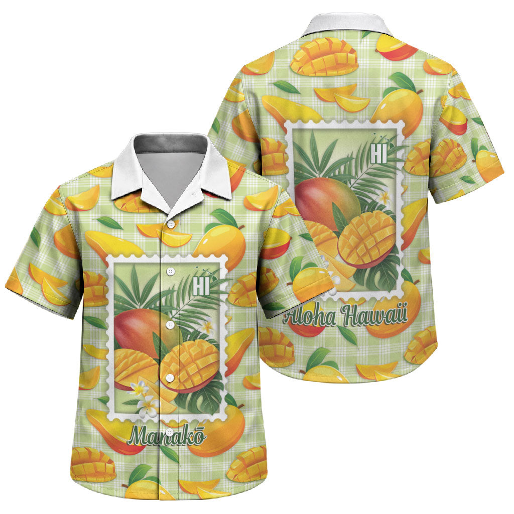 Aloha Hawaii Manako Palaka Motifs Family Matching Off Shoulder Short Dress and Hawaiian Shirt Hawaiian Mango Stylized Stamp LT14 Son's Shirt Yellow - Polynesian Pride