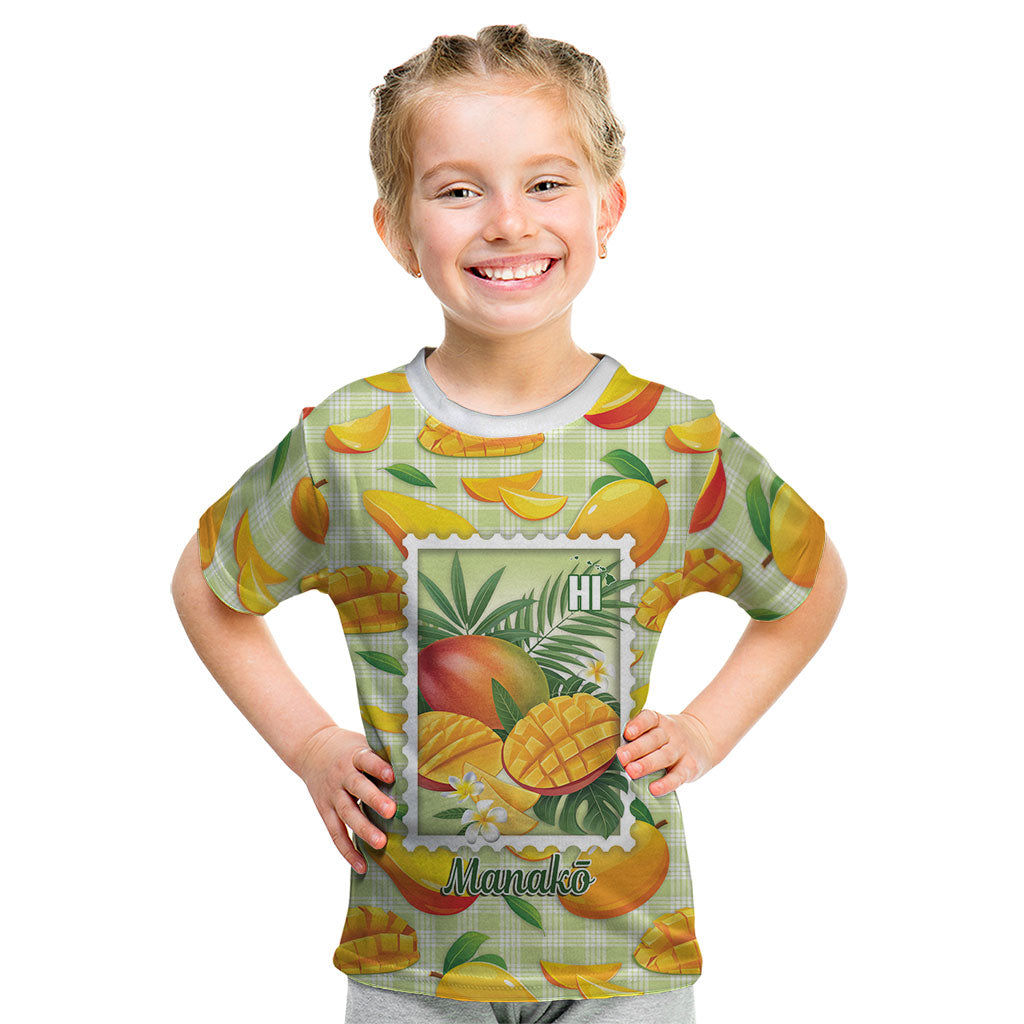 Aloha Hawaii Manako Palaka Motifs Kid T Shirt Hawaiian Mango Stylized Stamp