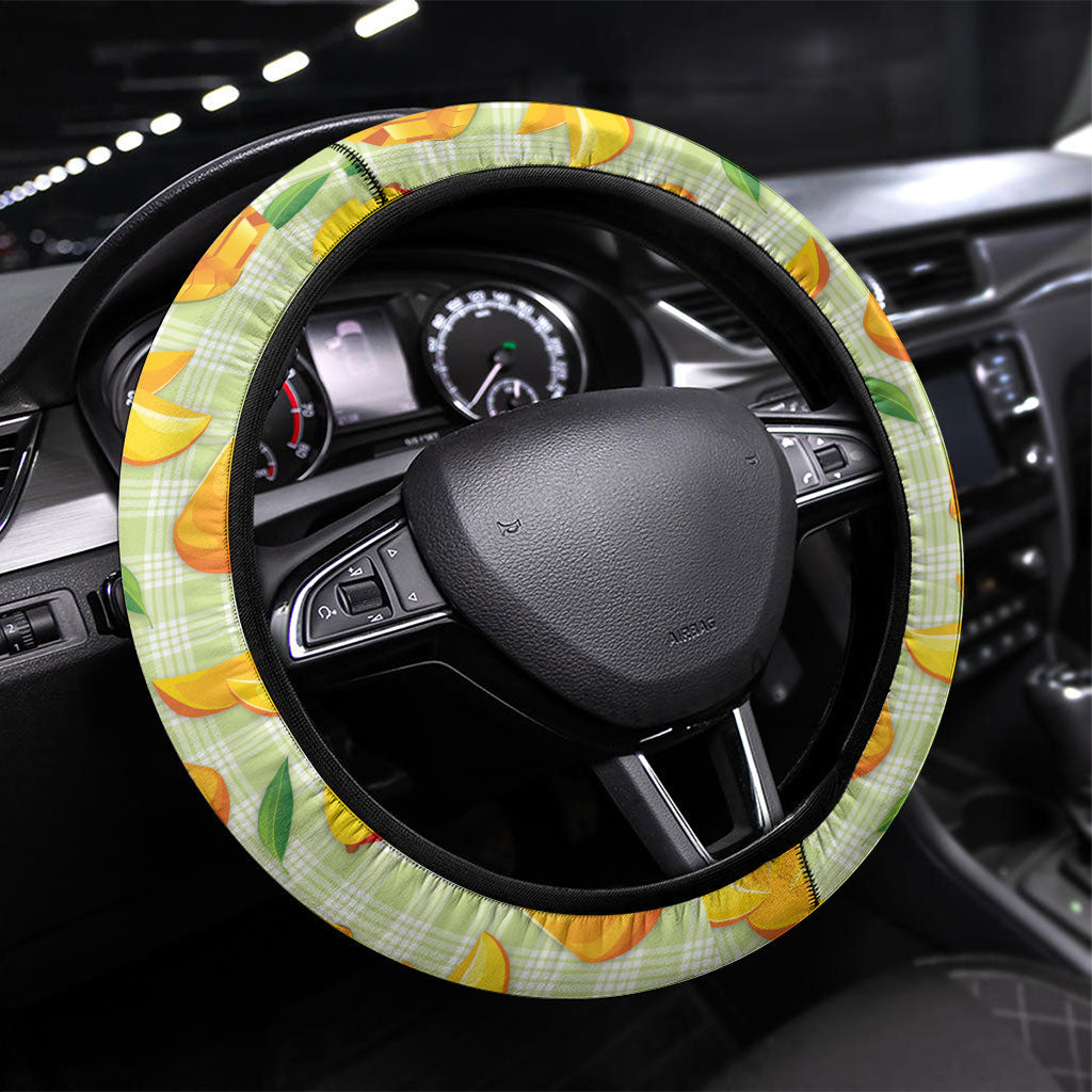 Aloha Hawaii Manako Palaka Motifs Steering Wheel Cover Hawaiian Mango Stylized Stamp