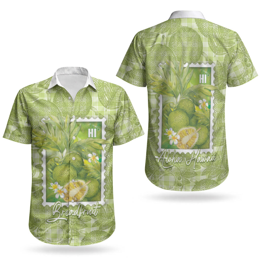 Aloha Hawaii Ulu Palaka Motifs Couples Matching Long Sleeve Bodycon Dress and Hawaiian Shirt Hawaiian Breadfruit Stylized Stamp LT14 - Polynesian Pride