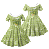 Aloha Hawaii Ulu Palaka Motifs Family Matching Tank Maxi Dress and Hawaiian Shirt Hawaiian Breadfruit Stylized Stamp LT14 Daughter's Dress Green - Polynesian Pride