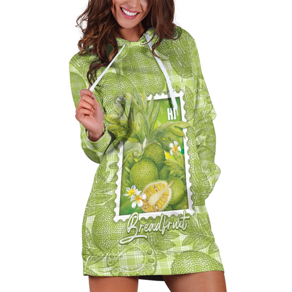 Aloha Hawaii Ulu Palaka Motifs Hoodie Dress Hawaiian Breadfruit Stylized Stamp