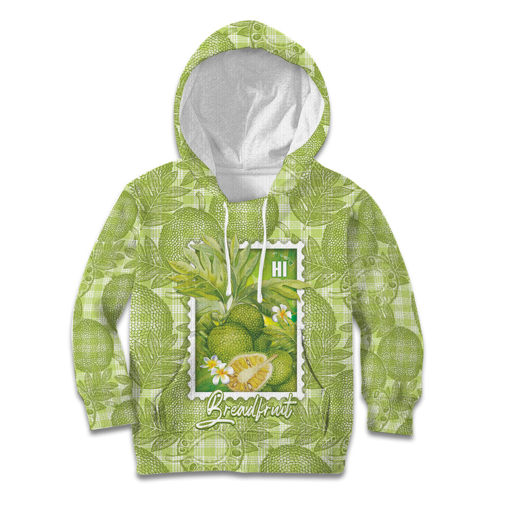 Aloha Hawaii Ulu Palaka Motifs Kid Hoodie Hawaiian Breadfruit Stylized Stamp