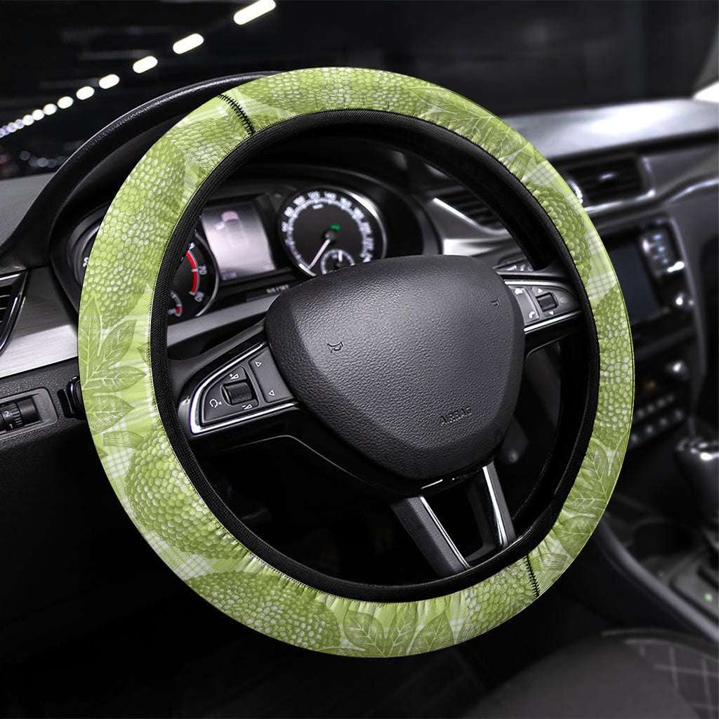 Aloha Hawaii Ulu Palaka Motifs Steering Wheel Cover Hawaiian Breadfruit Stylized Stamp