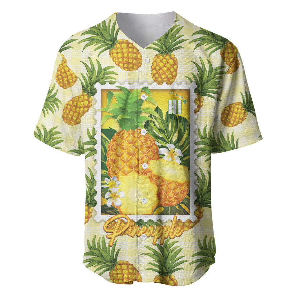 Aloha Hawaii Hala Kahiki Palaka Motifs Baseball Jersey Hawaiian Pineapple Stylized Stamp