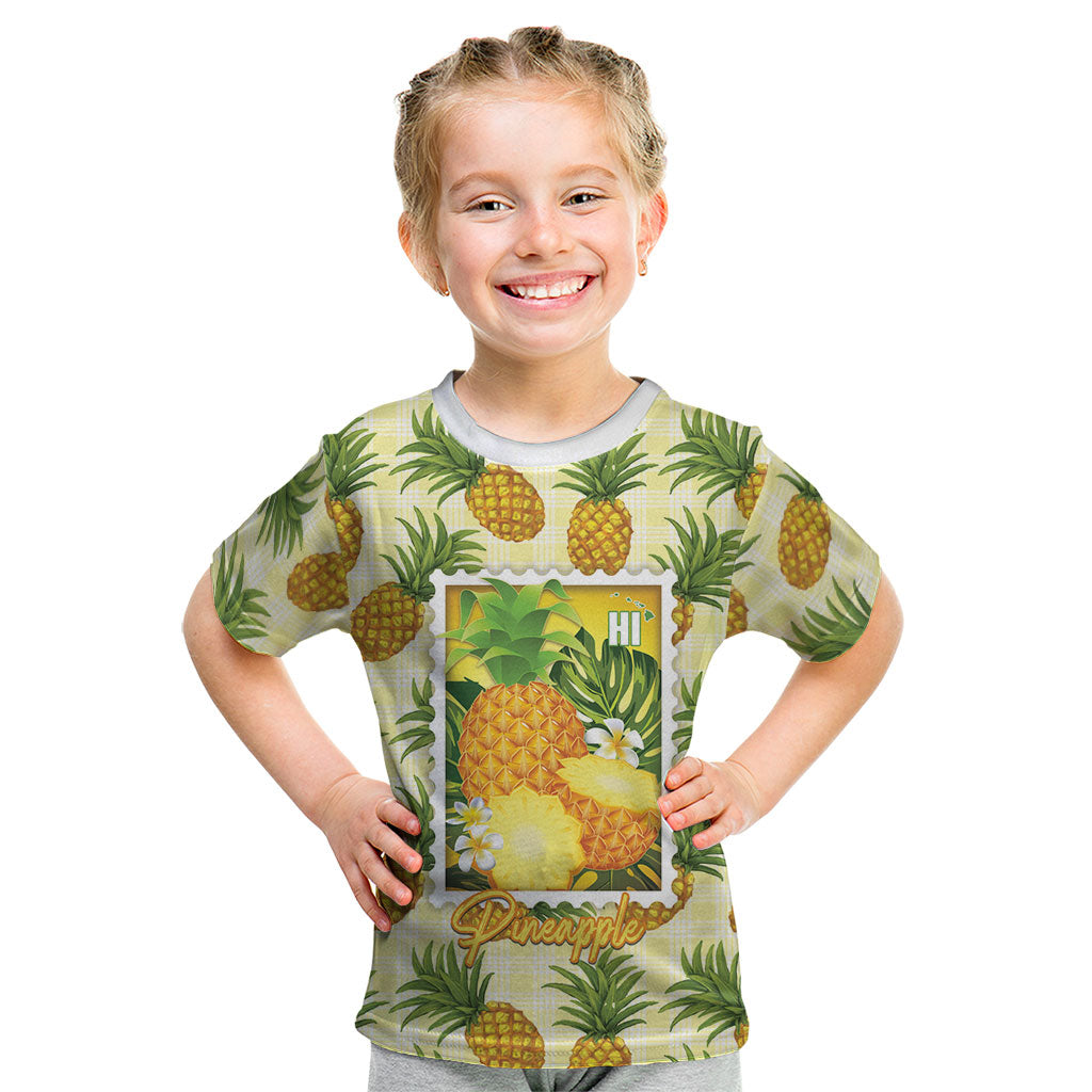 Aloha Hawaii Hala Kahiki Palaka Motifs Kid T Shirt Hawaiian Pineapple Stylized Stamp