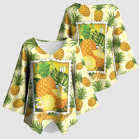 Aloha Hawaii Hala Kahiki Palaka Motifs Kimono Sleeve Blouse Hawaiian Pineapple Stylized Stamp LT14 - Polynesian Pride