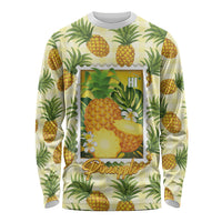 Aloha Hawaii Hala Kahiki Palaka Motifs Long Sleeve Shirt Hawaiian Pineapple Stylized Stamp LT14 Unisex Yellow - Polynesian Pride
