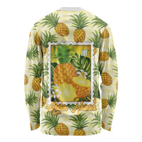 Aloha Hawaii Hala Kahiki Palaka Motifs Long Sleeve Shirt Hawaiian Pineapple Stylized Stamp LT14 - Polynesian Pride