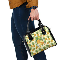 Aloha Hawaii Hala Kahiki Palaka Motifs Shoulder Handbag Hawaiian Pineapple Stylized Stamp LT14 - Polynesian Pride