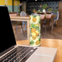 Aloha Hawaii Hala Kahiki Palaka Motifs Skinny Tumbler Hawaiian Pineapple Stylized Stamp LT14 - Polynesian Pride